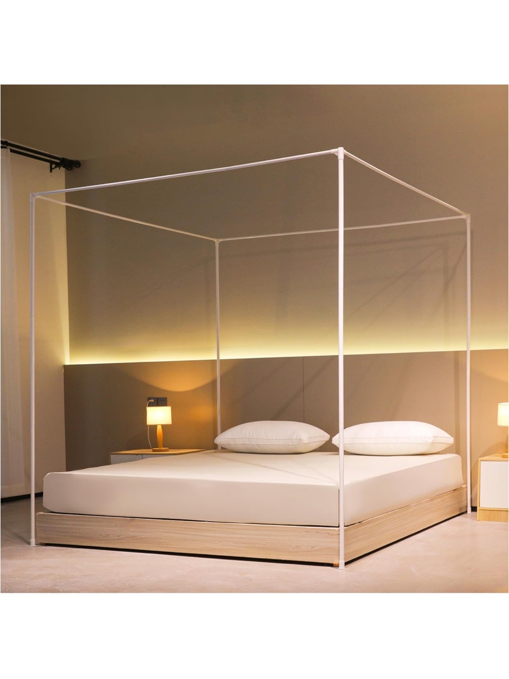 Canopy Bed Frame Curtain Mosquito Net Indoor Outdoor French Decor Four Poster